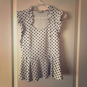 Anthropologie Polka Dot Peplum Top